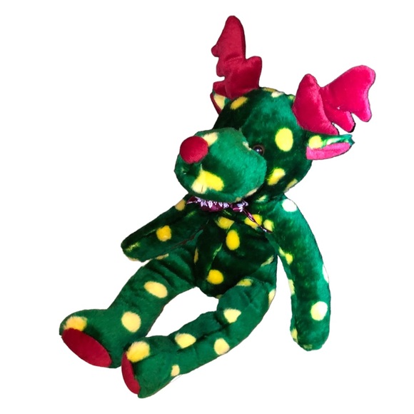 Kellytoy Polka Dot Christmas Rudolph Reindeer Spotted Moose 18” Plush Stocking - Picture 2 of 7